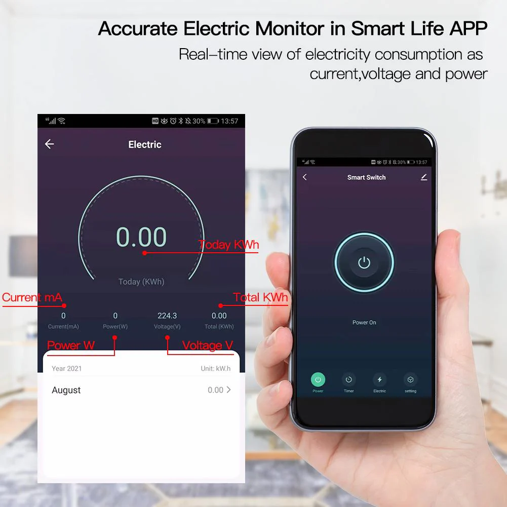 WiFi DIY Smart Switch Electric Current Voltage Power Monitor Universal Module 16A - Image 2