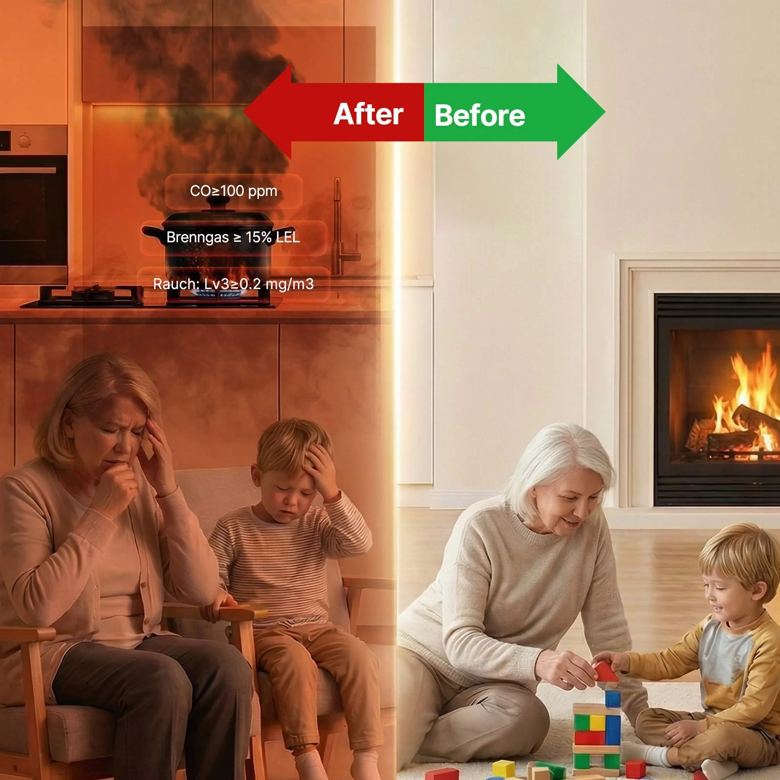 5-in-1 Plug-in CO Gas & Smoke Detector with LCD Temp Humidity Monitor, Battery Backup(Non-Smart) - Image 3
