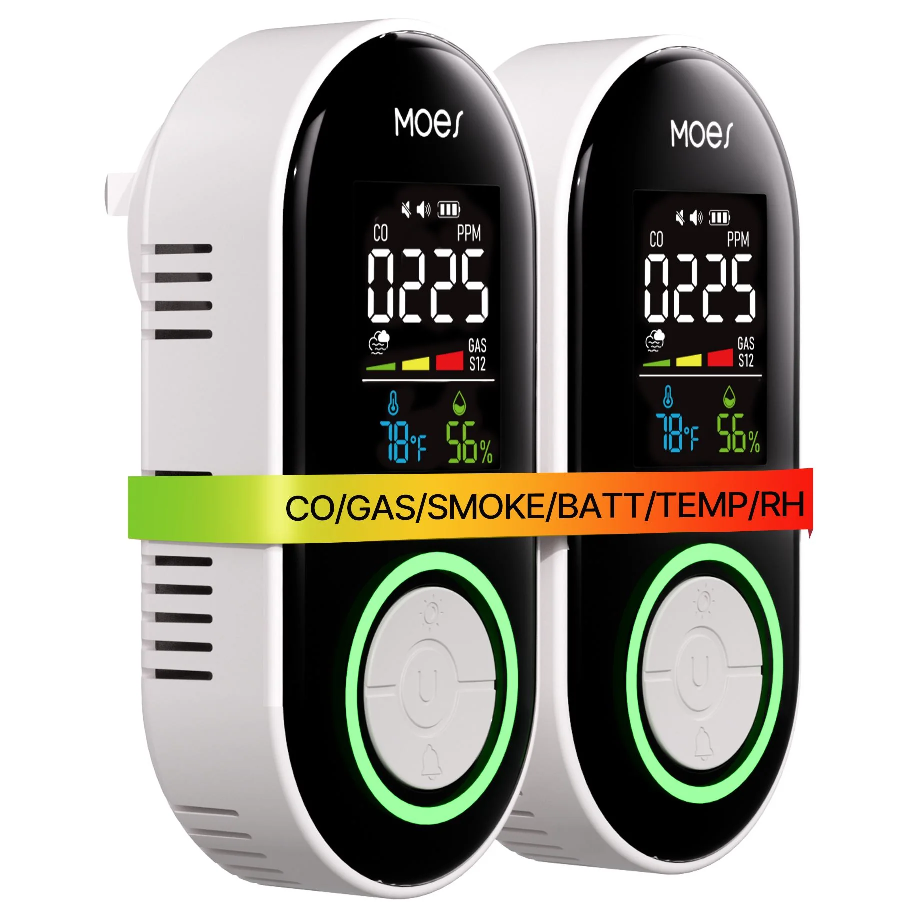 5-in-1 Plug-in CO Gas & Smoke Detector with LCD Temp Humidity Monitor, Battery Backup(Non-Smart) - Image 8