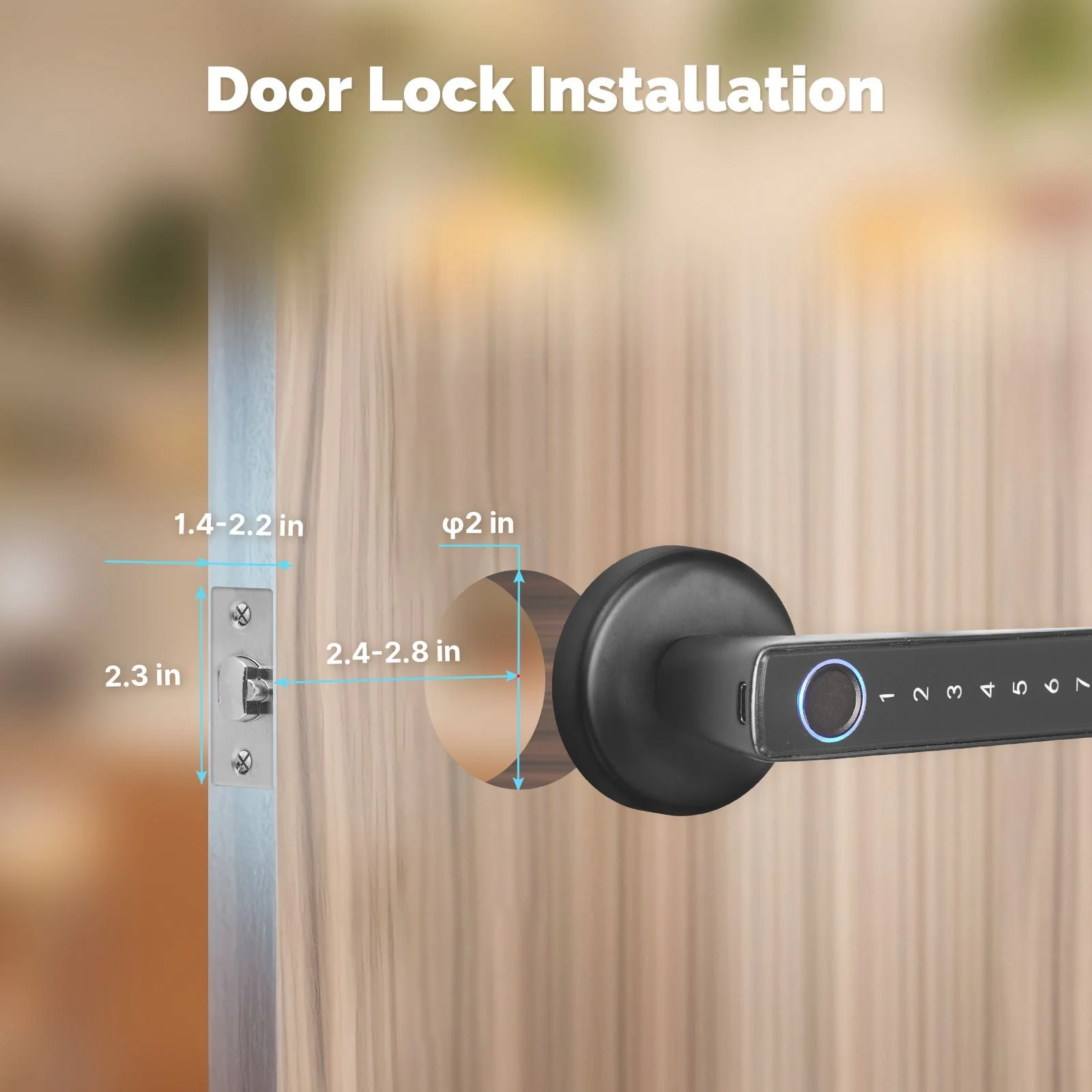 Ble Smart Door Lock with Passcode keypad, Biometric Entry Doorknob with Handle - Image 3