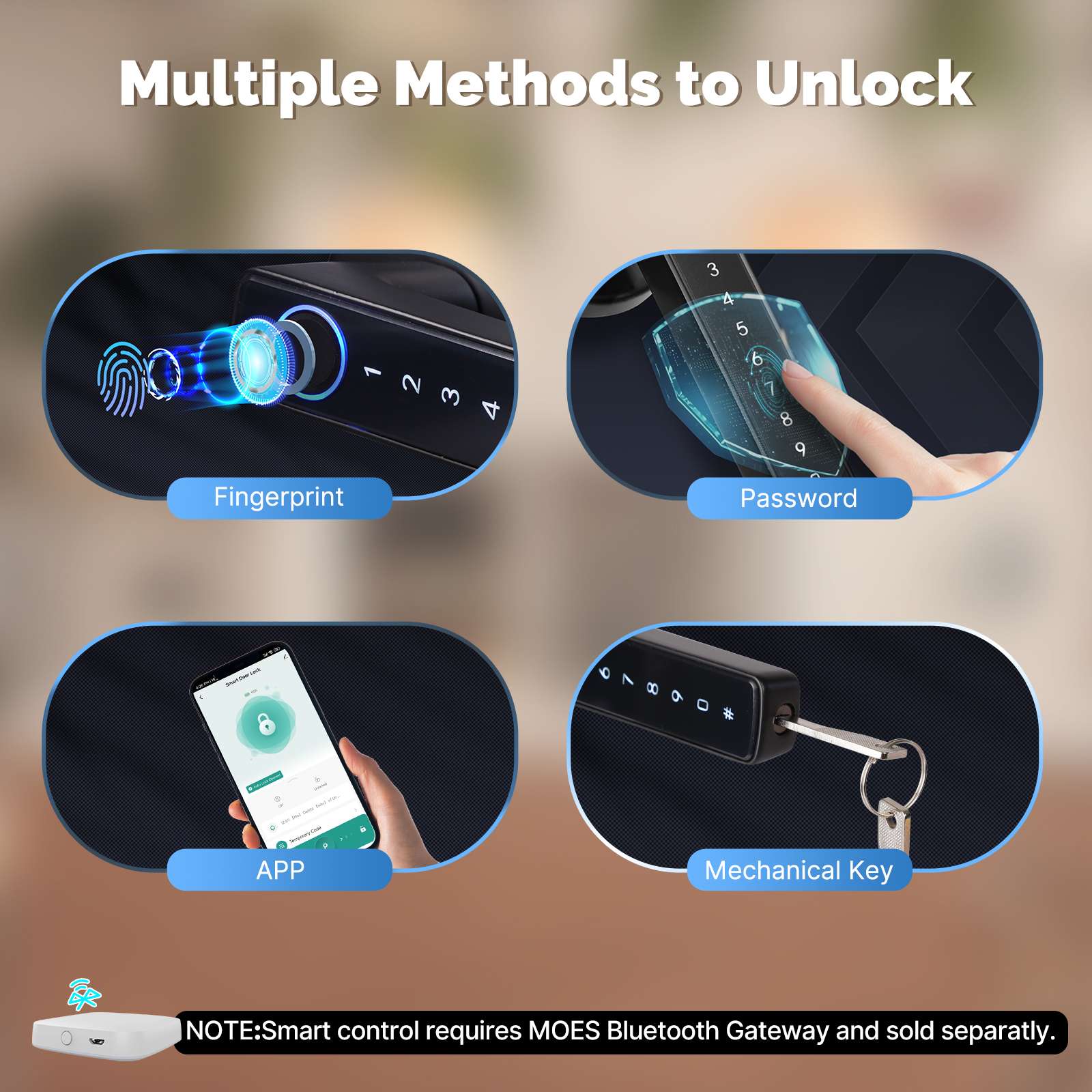 Ble Smart Door Lock with Passcode keypad, Biometric Entry Doorknob with Handle - Image 6