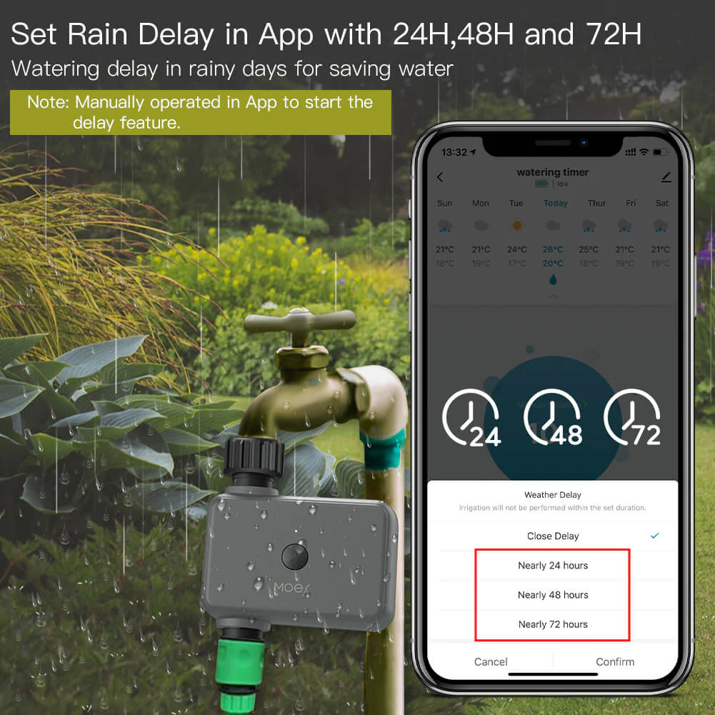 BLE Smart Sprinkler Water Timer with Rain Delay Filter Washer Programmable Irrigation Timer - Image 4