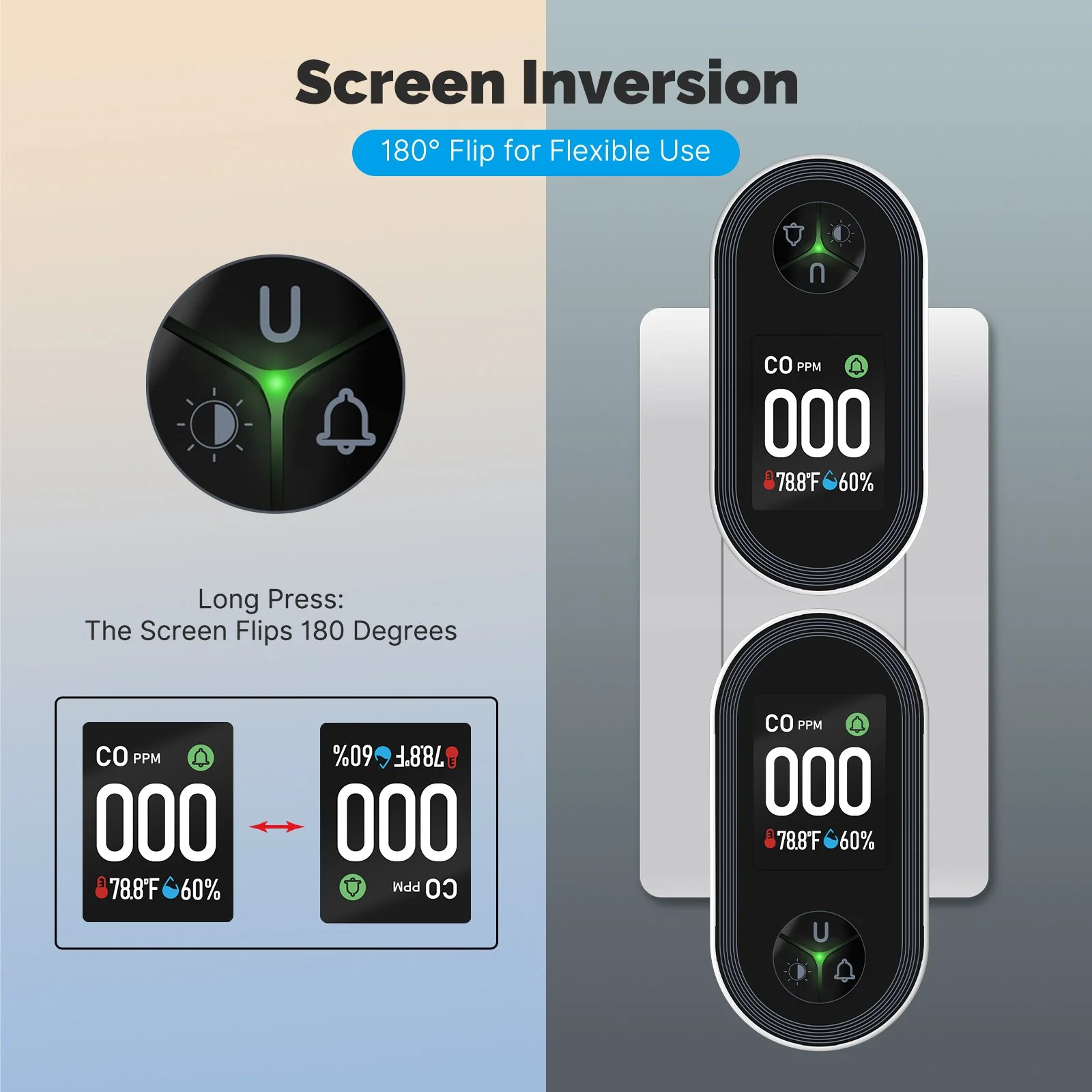 Carbon Monoxide Detector Plug-in 3-in-1 Display with Temperature Humidity Sensor Built-in CO Monitor Alarm Sound Warning(Non-Smart) - Image 5