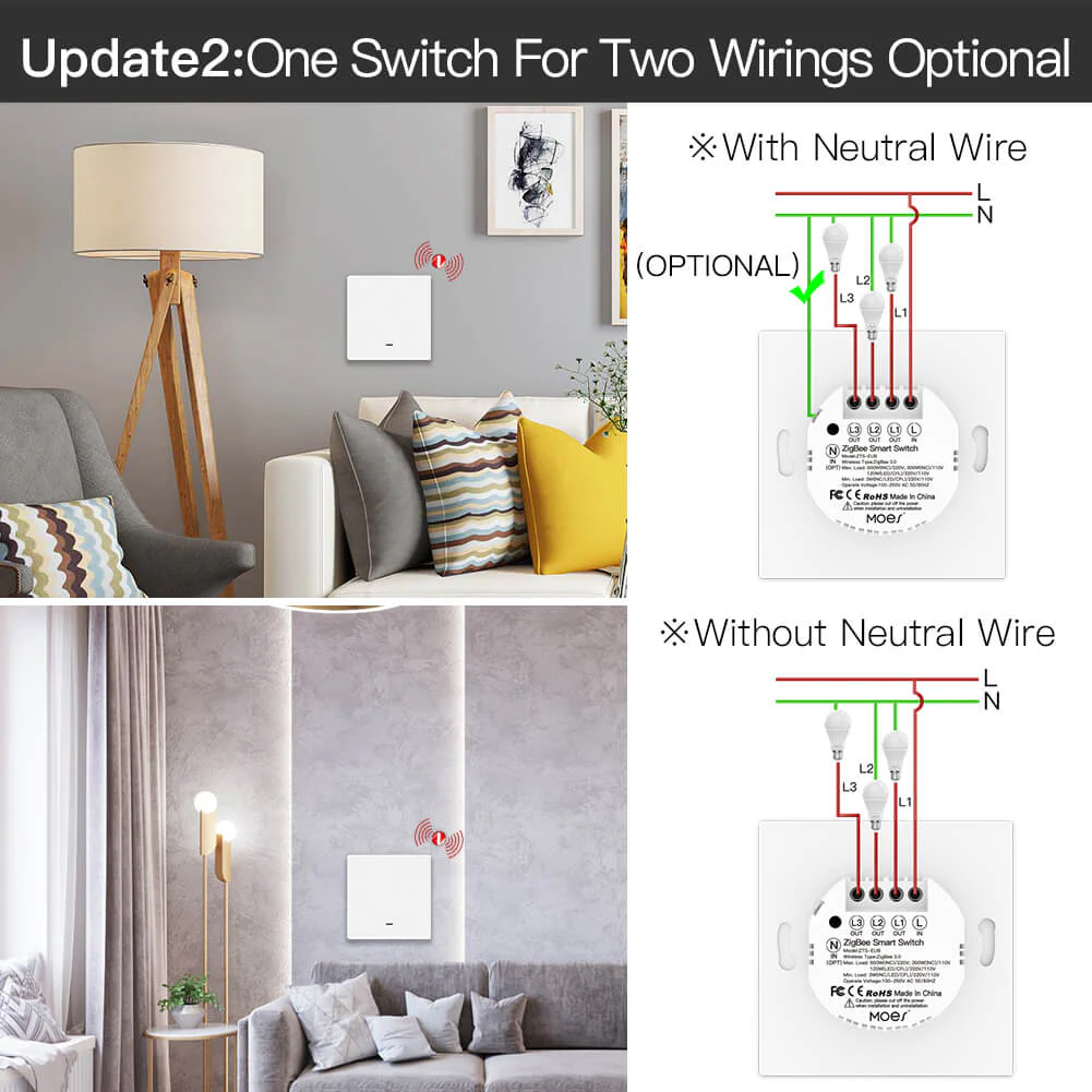 ZigBee 1/2/3 Gang Smart Push Button Light Switch Multi-Control Neutral Wire Optional EU - Image 4
