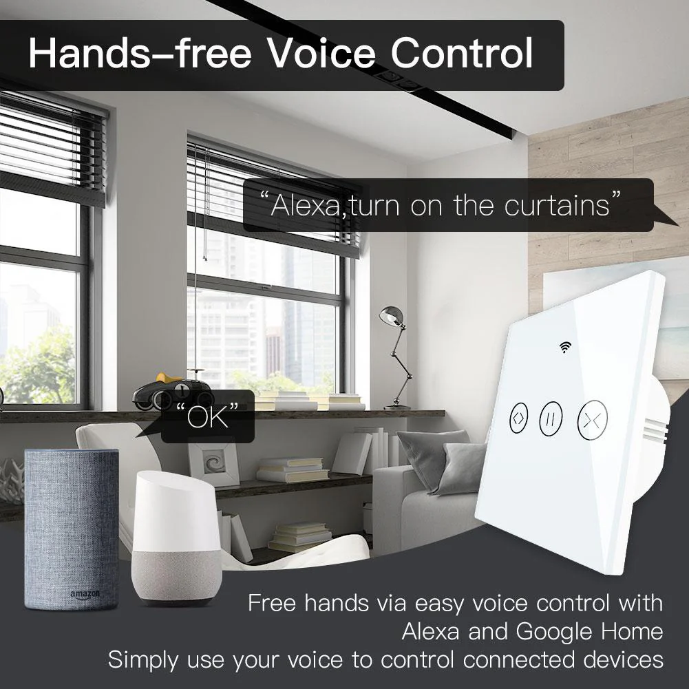 WiFi RF433 Smart Curtain Blinds Roller Shutter Touch Switch Single Pole Neutral Wire Required EU - Image 5