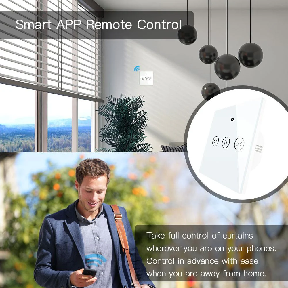 WiFi RF433 Smart Curtain Blinds Roller Shutter Touch Switch Single Pole Neutral Wire Required EU - Image 6