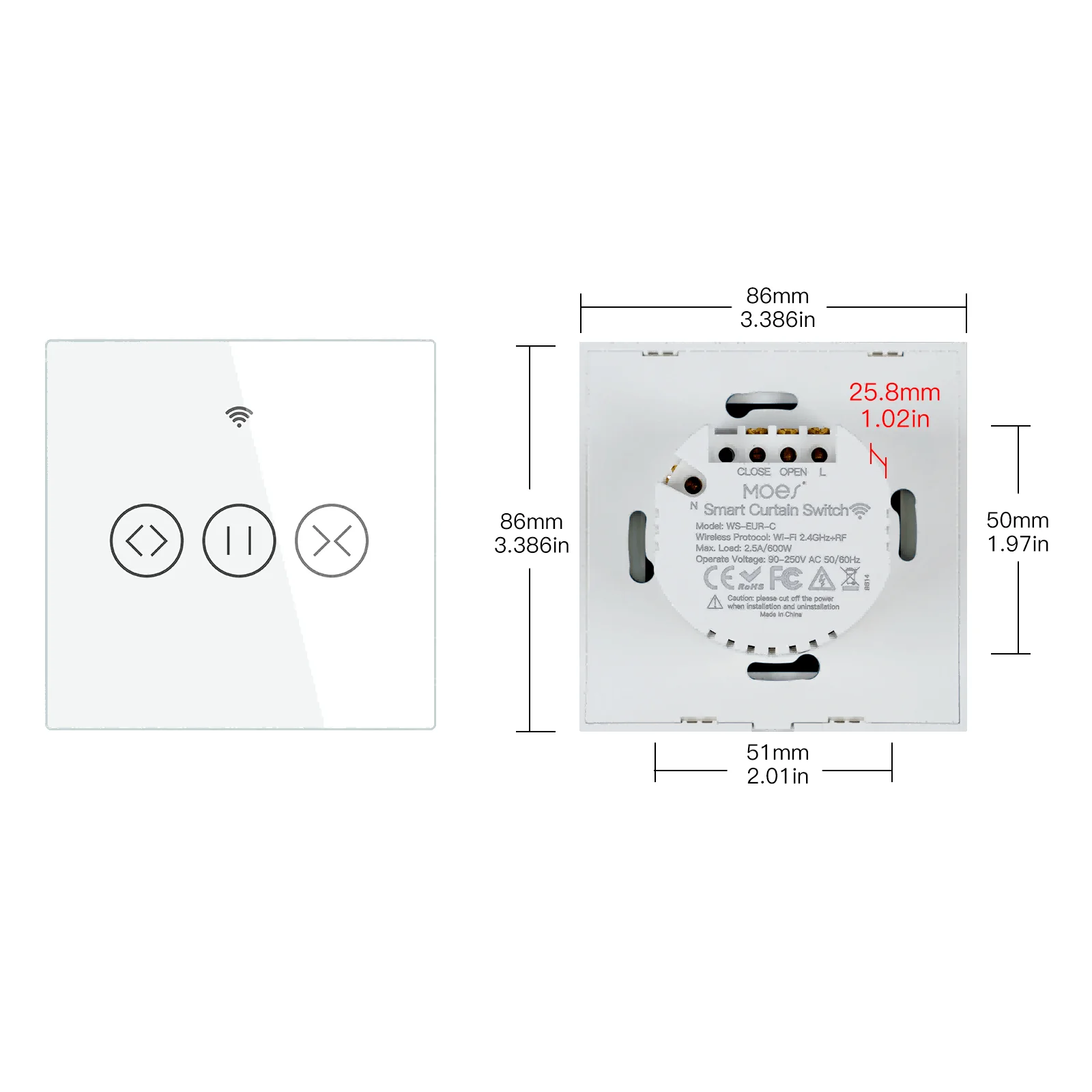 WiFi RF433 Smart Curtain Blinds Roller Shutter Touch Switch Single Pole Neutral Wire Required EU - Image 7