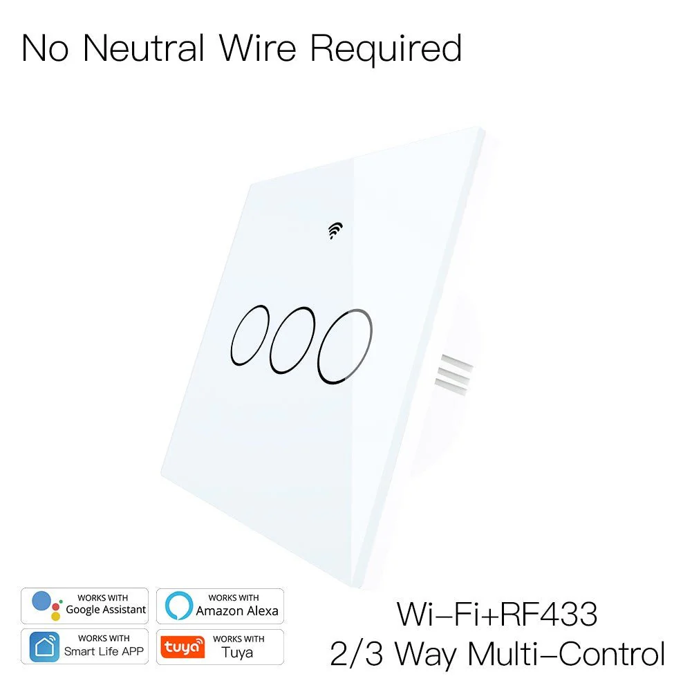 WiFi RF433 Smart Light Wall Touch Switch Single Pole 220V No Neutral Wire EU Standard - Image 10