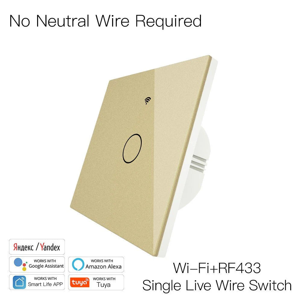 WiFi RF433 Smart Light Wall Touch Switch Single Pole 220V No Neutral Wire EU Standard - Image 11