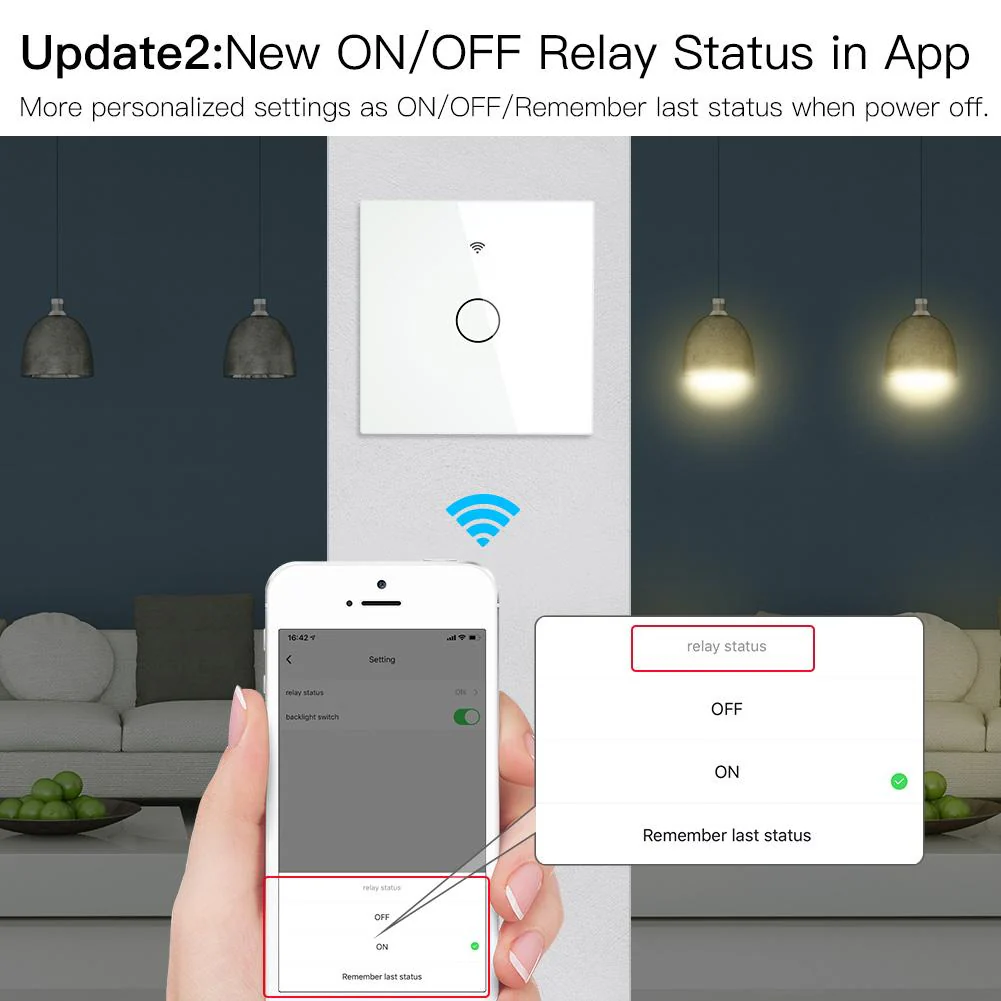 WiFi RF433 Smart Light Wall Touch Switch Single Pole 220V No Neutral Wire EU Standard - Image 3
