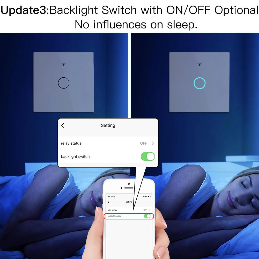 WiFi RF433 Smart Light Wall Touch Switch Single Pole 220V No Neutral Wire EU Standard - Image 4