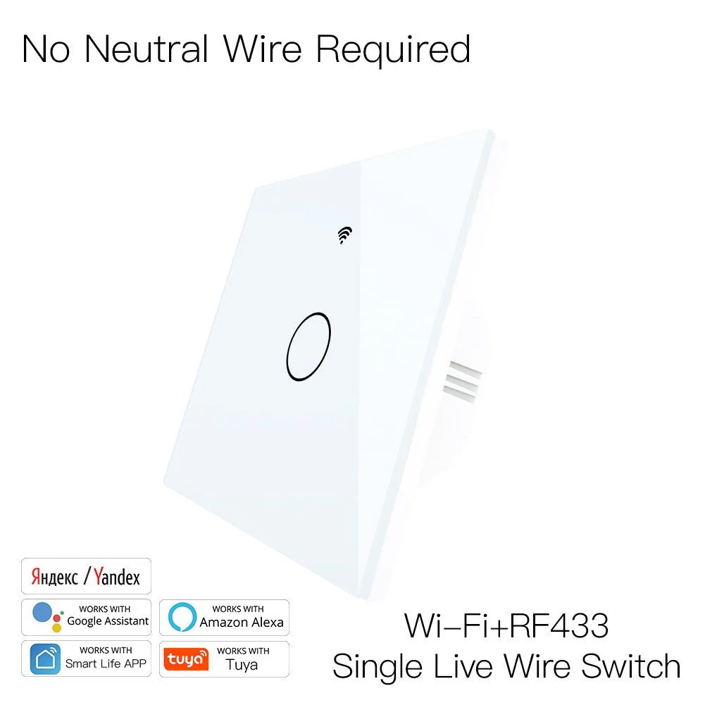 WiFi RF433 Smart Light Wall Touch Switch Single Pole 220V No Neutral Wire EU Standard - Image 8