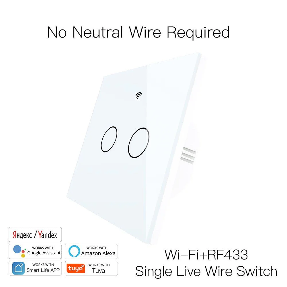 WiFi RF433 Smart Light Wall Touch Switch Single Pole 220V No Neutral Wire EU Standard - Image 9