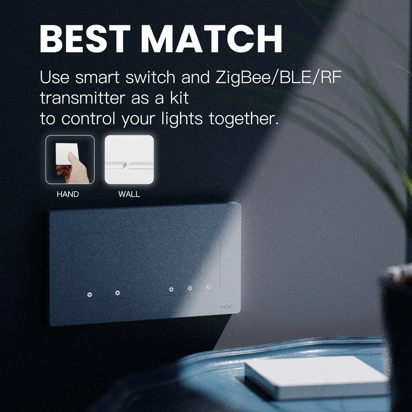 MOES New Star Ring Smart ZigBee3.0 Push Button Switch Embedded Light Touch Switch/ Scene Switch - Image 3