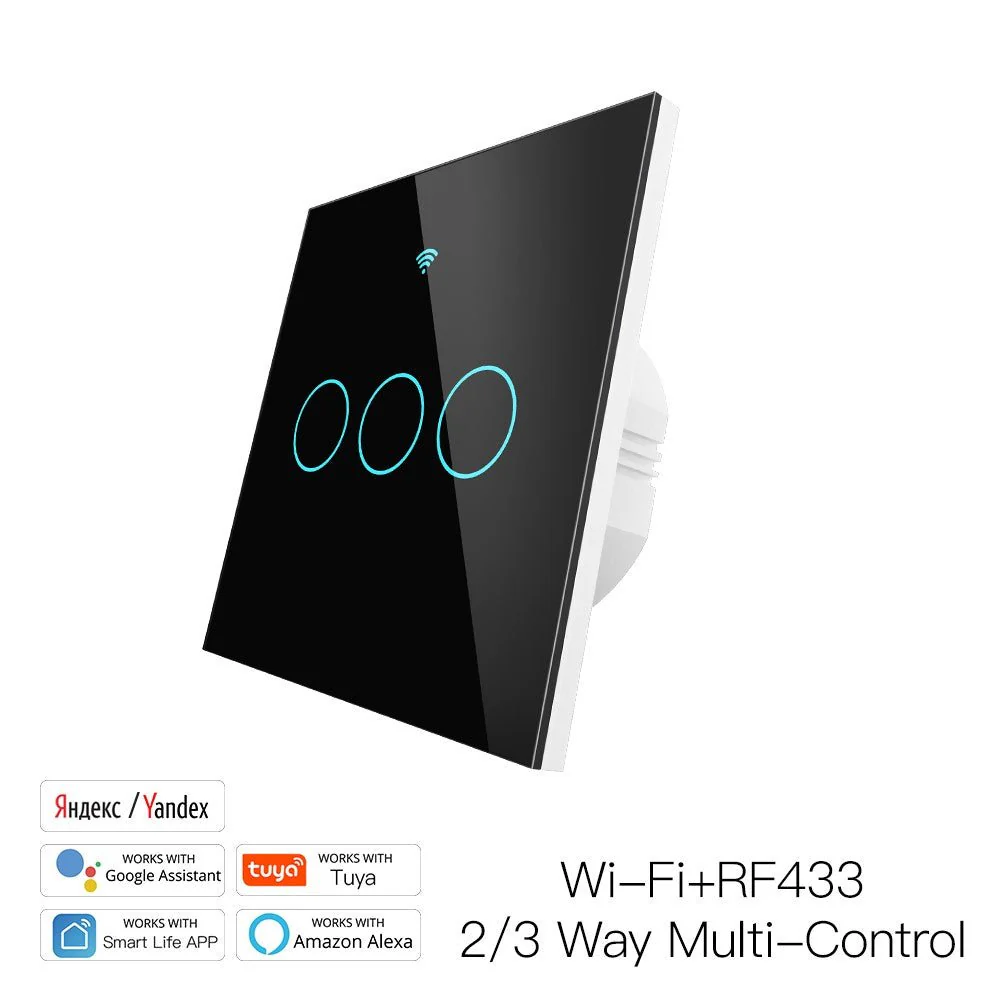 WiFi RF433 Smart Touch Light Switch 1/2/3/4 Gang 2 Way Multi-Control Neutral Wire Required EU - Image 12