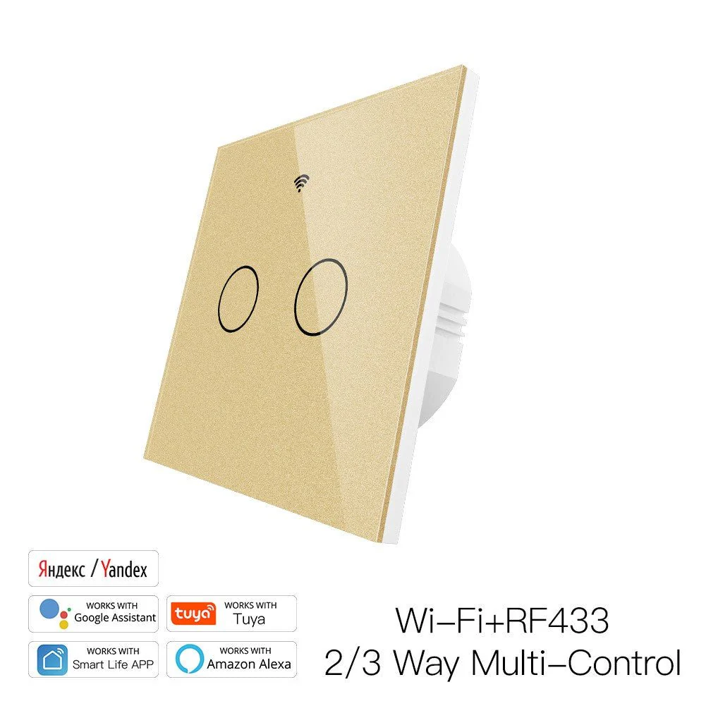 WiFi RF433 Smart Touch Light Switch 1/2/3/4 Gang 2 Way Multi-Control Neutral Wire Required EU - Image 15
