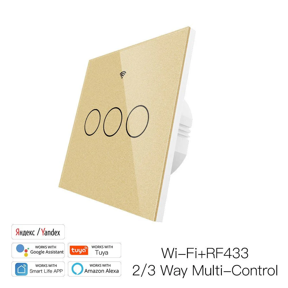 WiFi RF433 Smart Touch Light Switch 1/2/3/4 Gang 2 Way Multi-Control Neutral Wire Required EU - Image 16