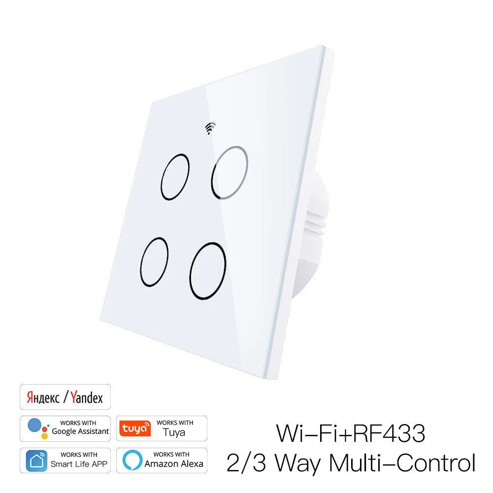 WiFi RF433 Smart Touch Light Switch 1/2/3/4 Gang 2 Way Multi-Control Neutral Wire Required EU - Image 20