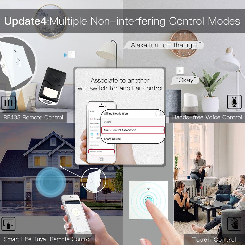 WiFi RF433 Smart Touch Light Switch 1/2/3/4 Gang 2 Way Multi-Control Neutral Wire Required EU - Image 6