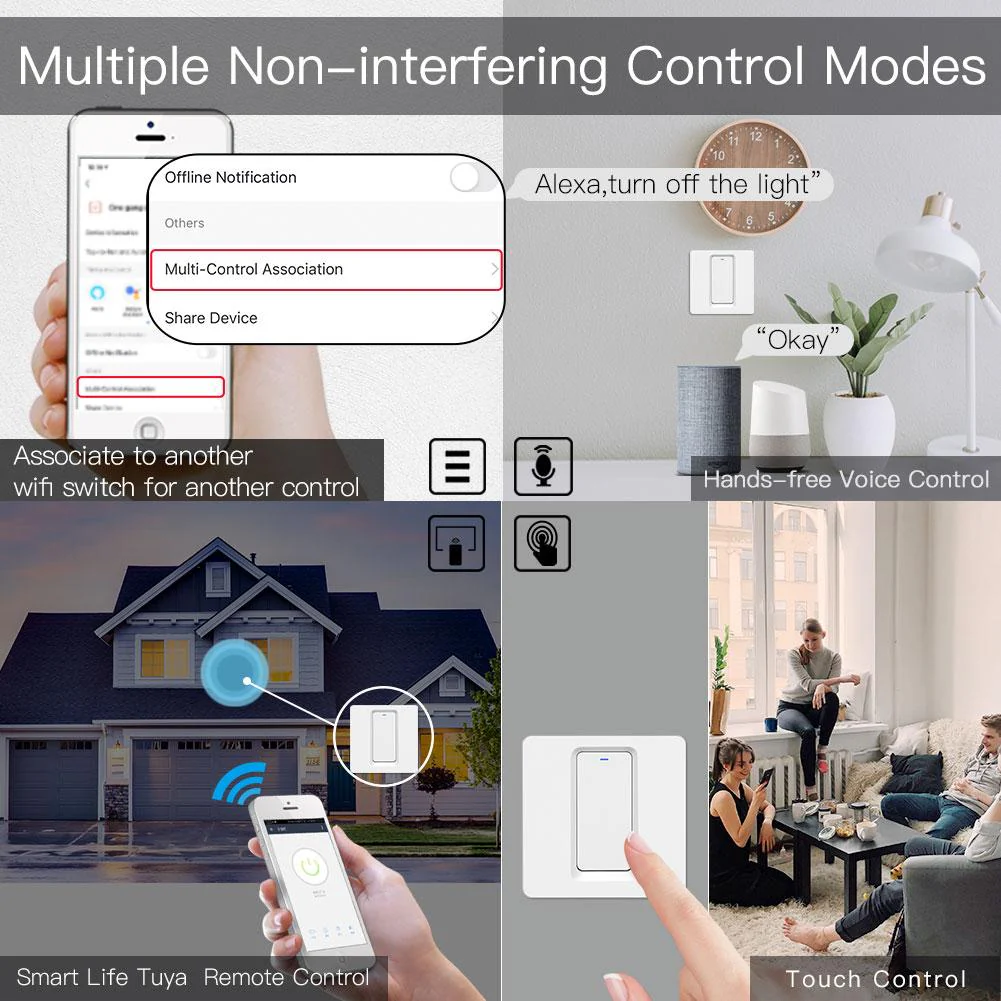 WiFi Smart Light Push Button Switch Neutral Wire Optional Capacitor required 220-240V EU - Image 3