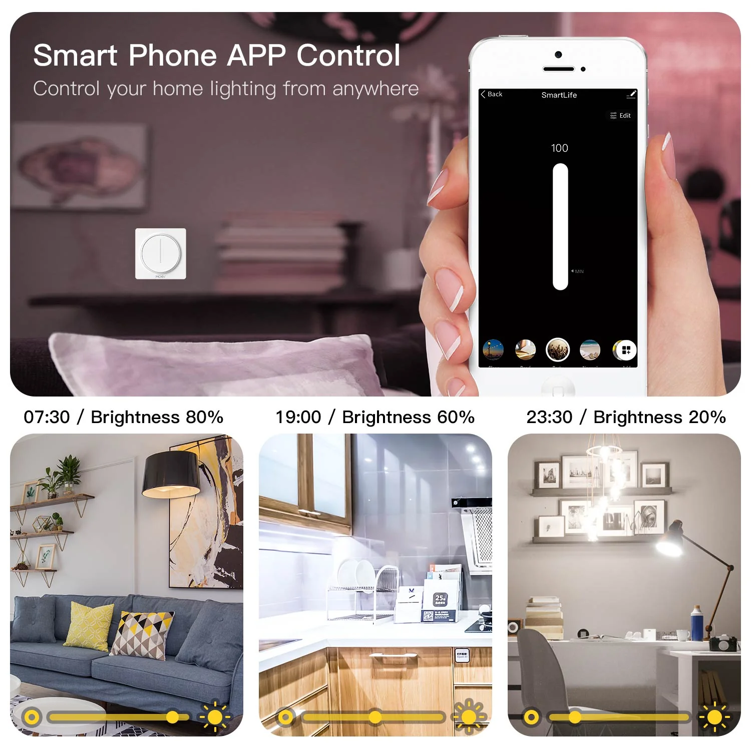 WiFi Smart Light Dimmer Touch Switch Timer Brightness Memory EU - Image 5