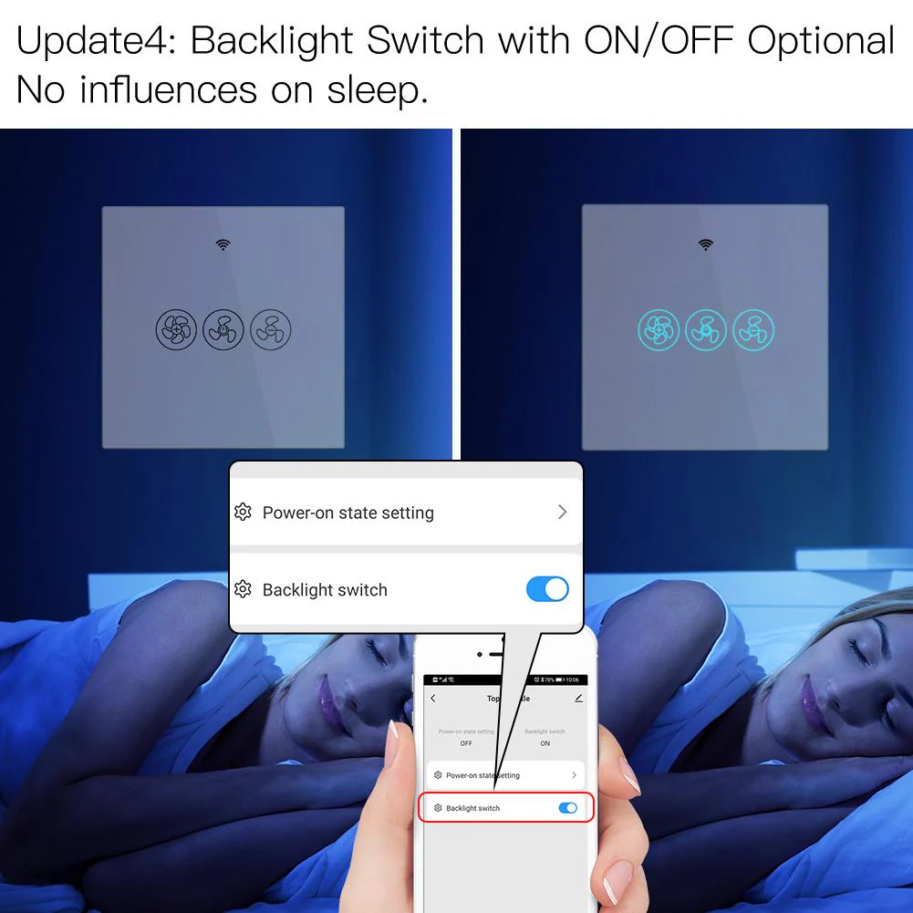 WiFi RF433 Smart Ceiling Fan Touch Switch Single Pole Neutral Wire Required  EU - Image 5