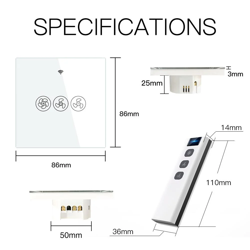 WiFi RF433 Smart Ceiling Fan Touch Switch Single Pole Neutral Wire Required  EU - Image 6