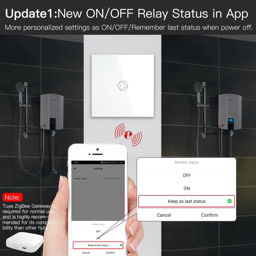 ZigBee Smart Boiler Touch Switch Water Heater Single Pole Neutral Wire Required  20A EU - Image 3