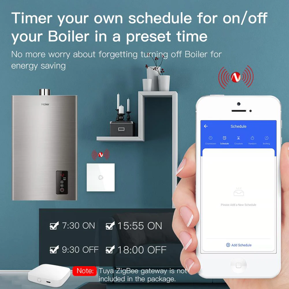 ZigBee Smart Boiler Touch Switch Water Heater Single Pole Neutral Wire Required  20A EU - Image 6