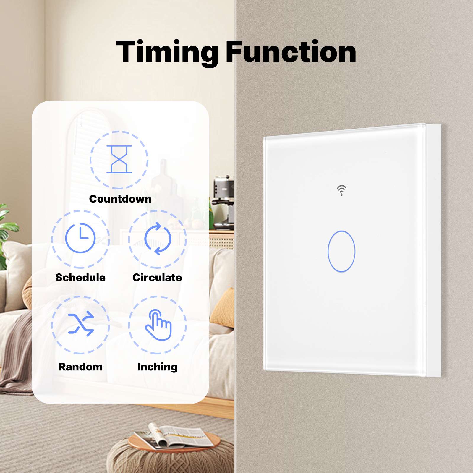 Matter WiFi Smart Light Switch Glass Panel Neutral Wire Required EU Standard - Image 5