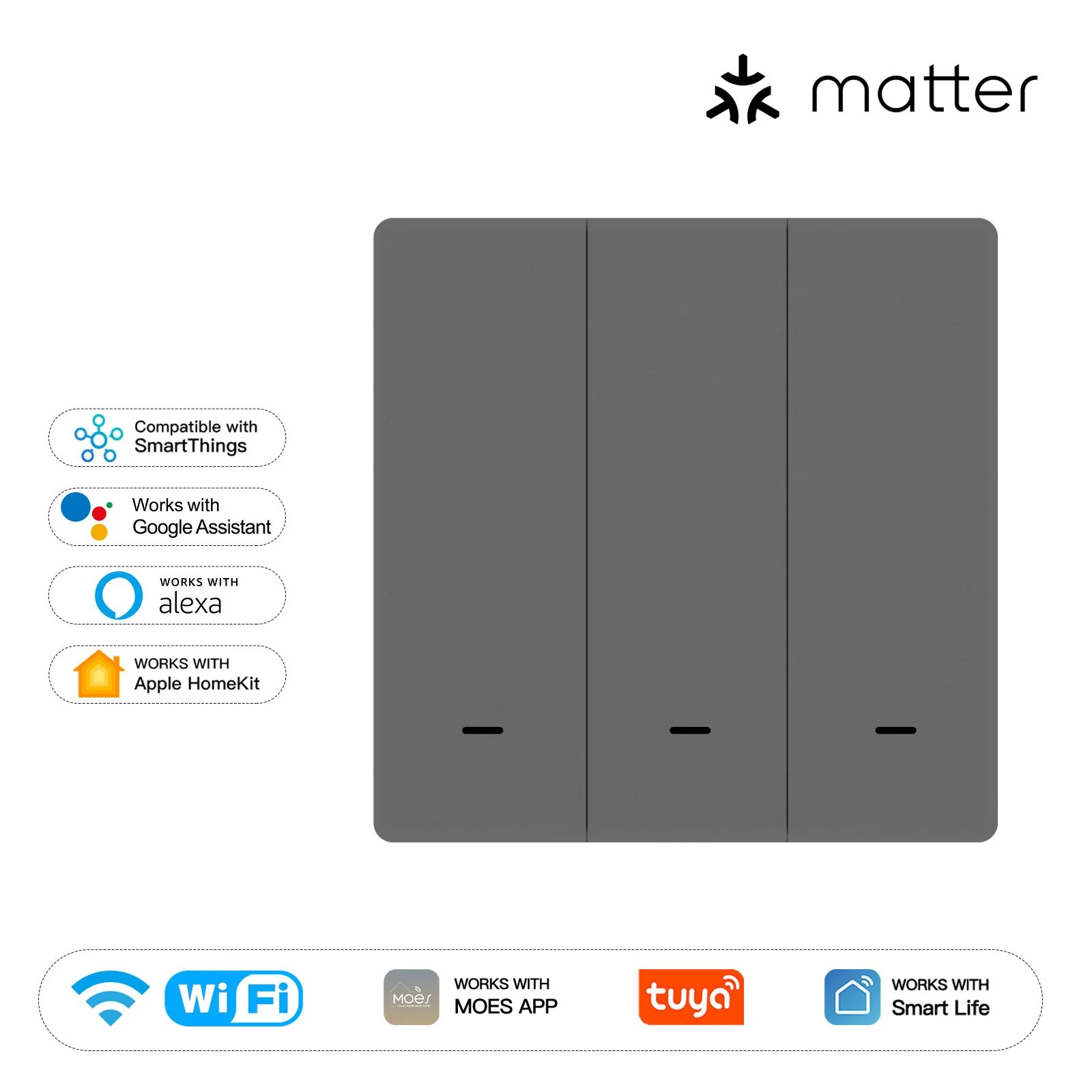 Matter WiFi Smart Push Button Light Switch App Control Neutral Wire Required EU Version - Image 12