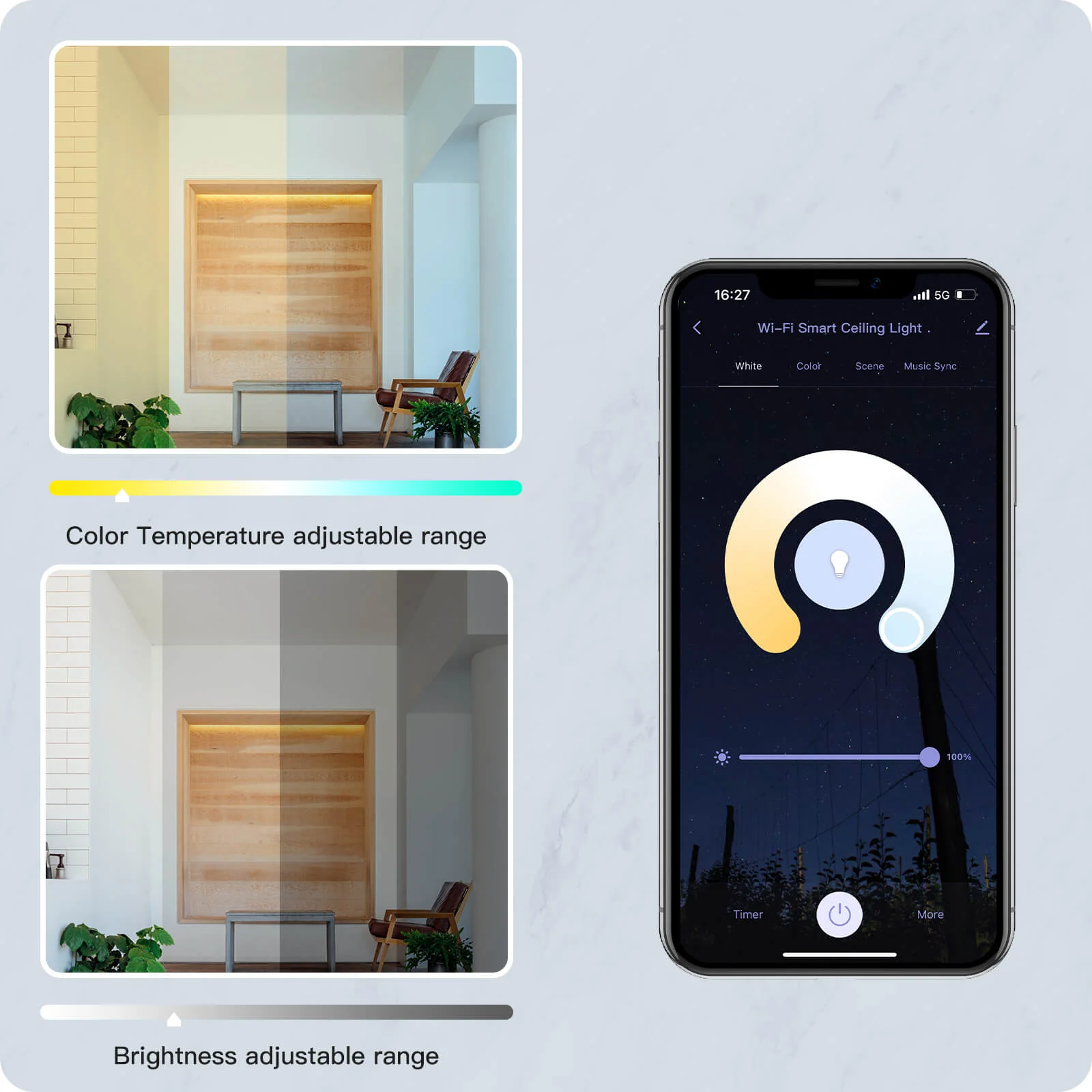 MOES Smart WIFI Ceiling Light Ultrathin Energy-saving RGB Dimmable Lighting LED Lamp - Image 5