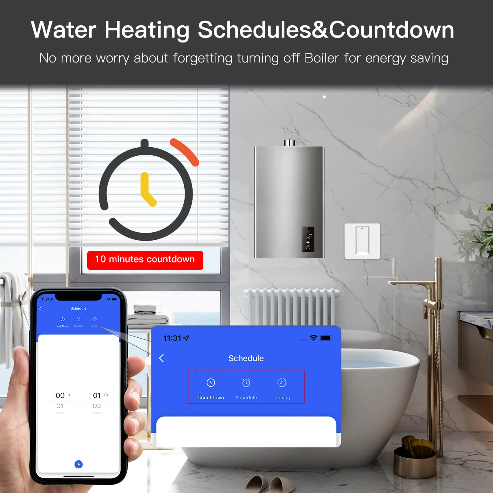 MOES Smart WiFi Water Heater Boiler Switch Wireless Control Timer for Heating Water - Image 6