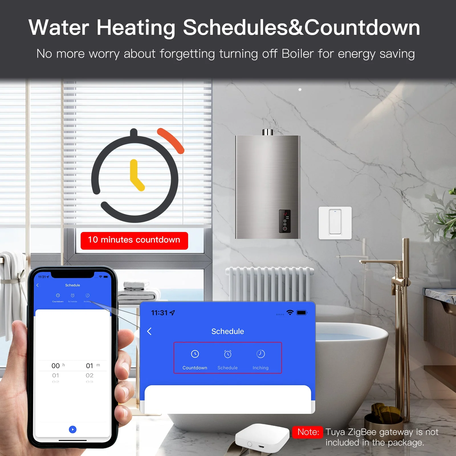 MOES Smart ZigBee Water Heater Boiler Switch Wireless Control Timer for Heating Water 20A EU - Image 6