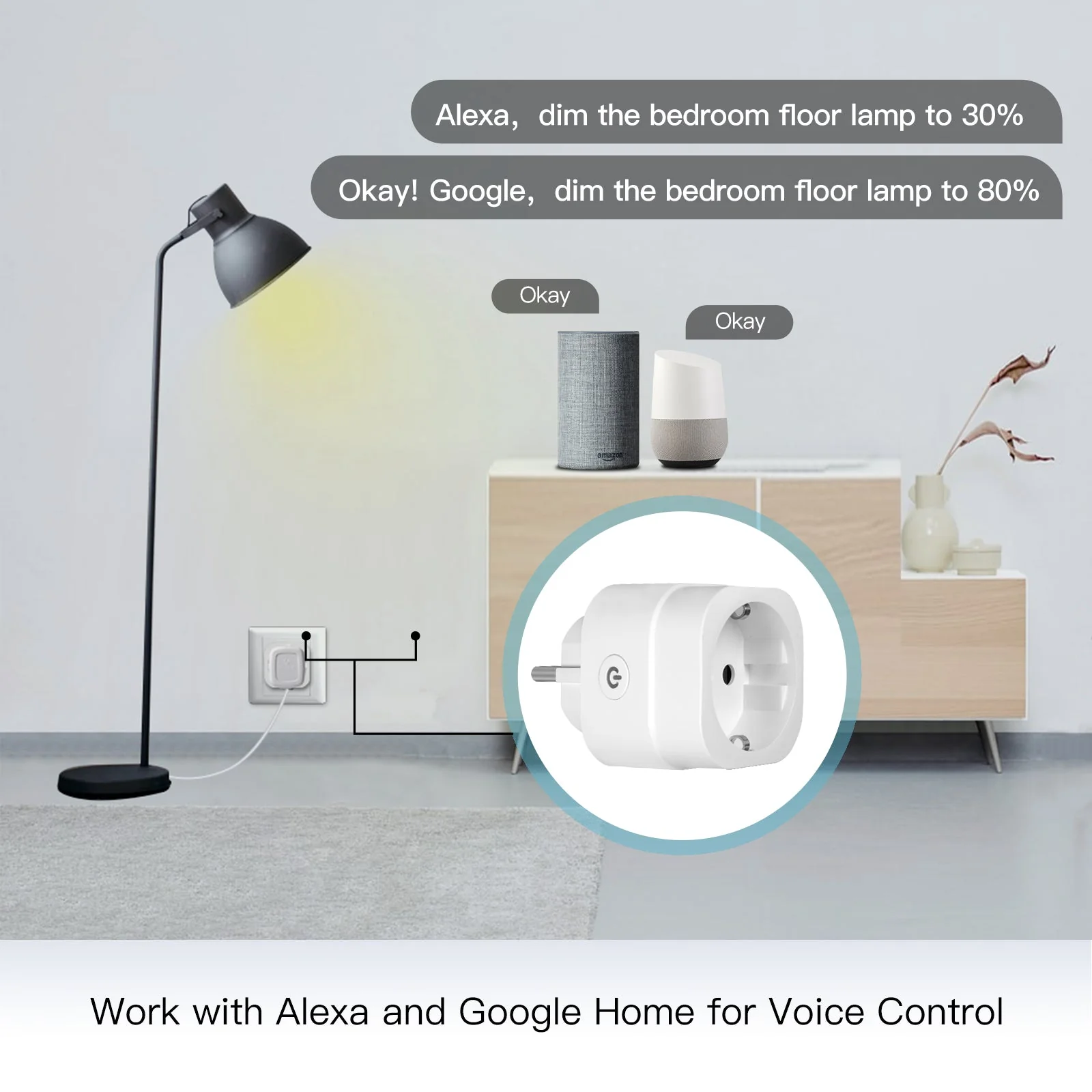 MOES WiFi Smart Power Dimmer Plug Brightness Adjust Timer Socket EU - Image 3