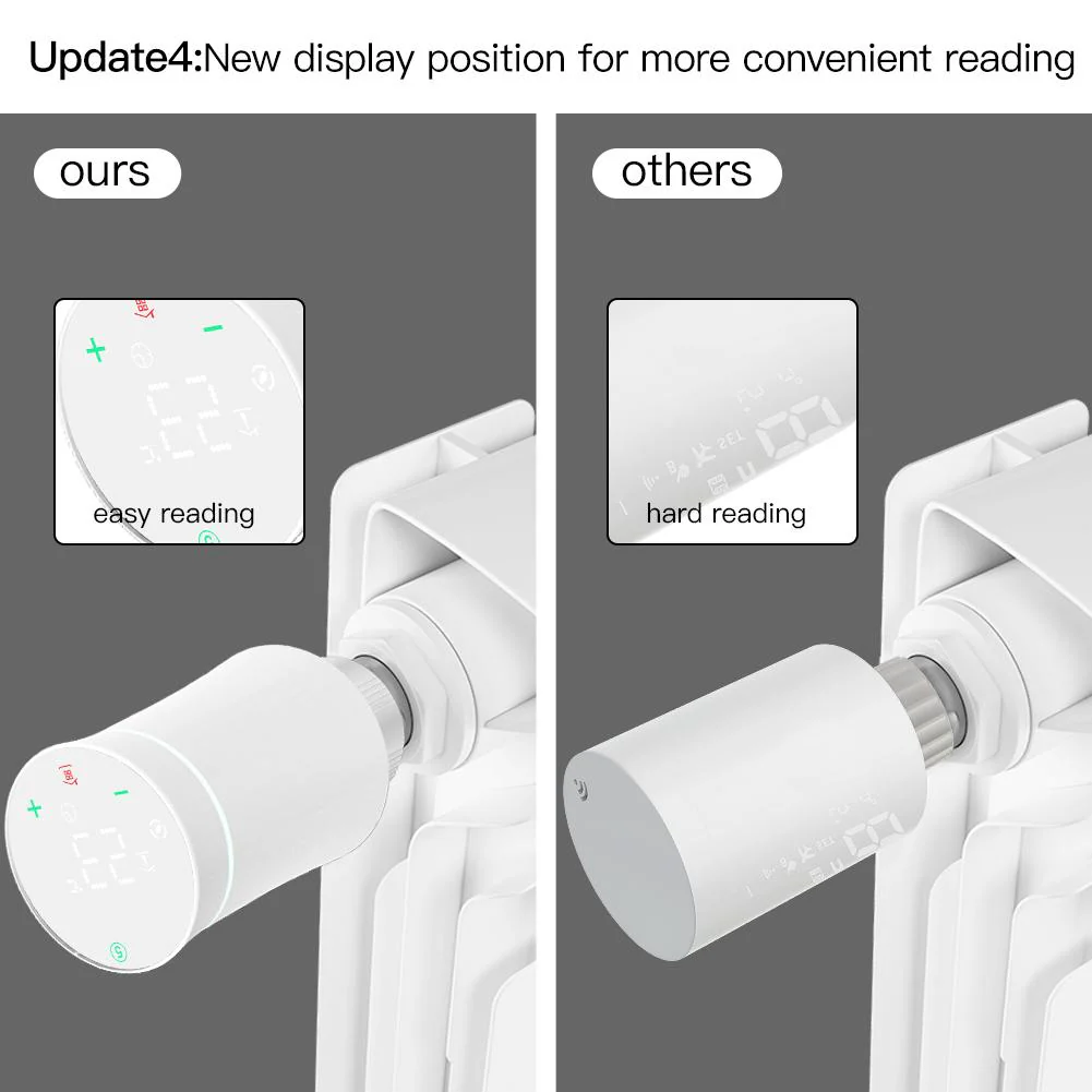 MOES ZigBee Smart Radiator Valves Tuya Save Energy Black White TRV BRT 100 Mini Soft Touching Thermostatic Valve - Image 7