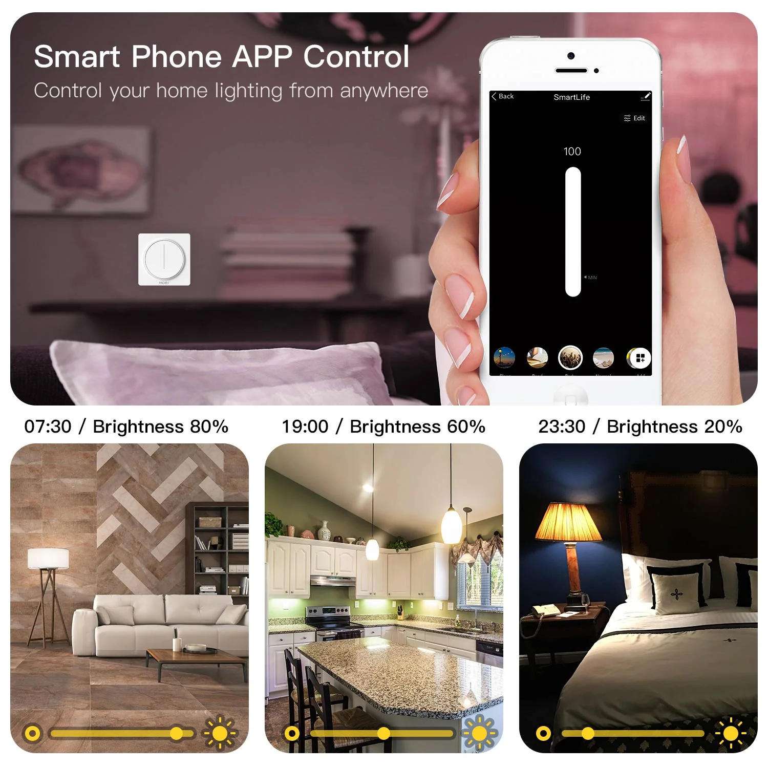 ZigBee Smart Light Dimmer Touch Switch Single Pole Neutral Wire Required EU - Image 5
