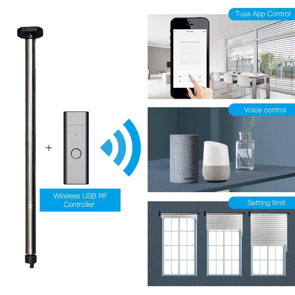 Rechargeable Tubular Roller Blind Motor RF433 Remote Control - Image 6