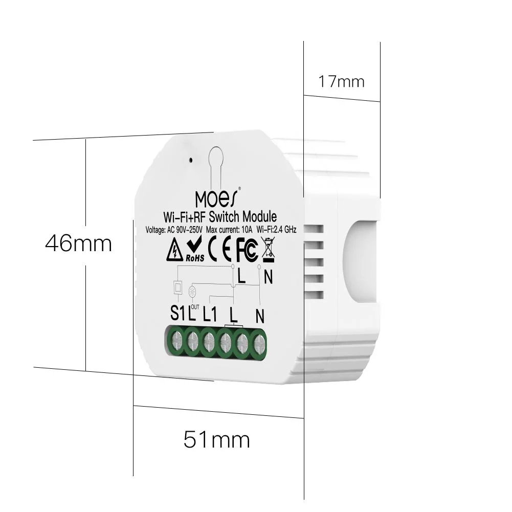 Mini DIY WiFi Relay Module, RF433 Smart Light Switch Module, 1/2 Gang Reset - Image 6