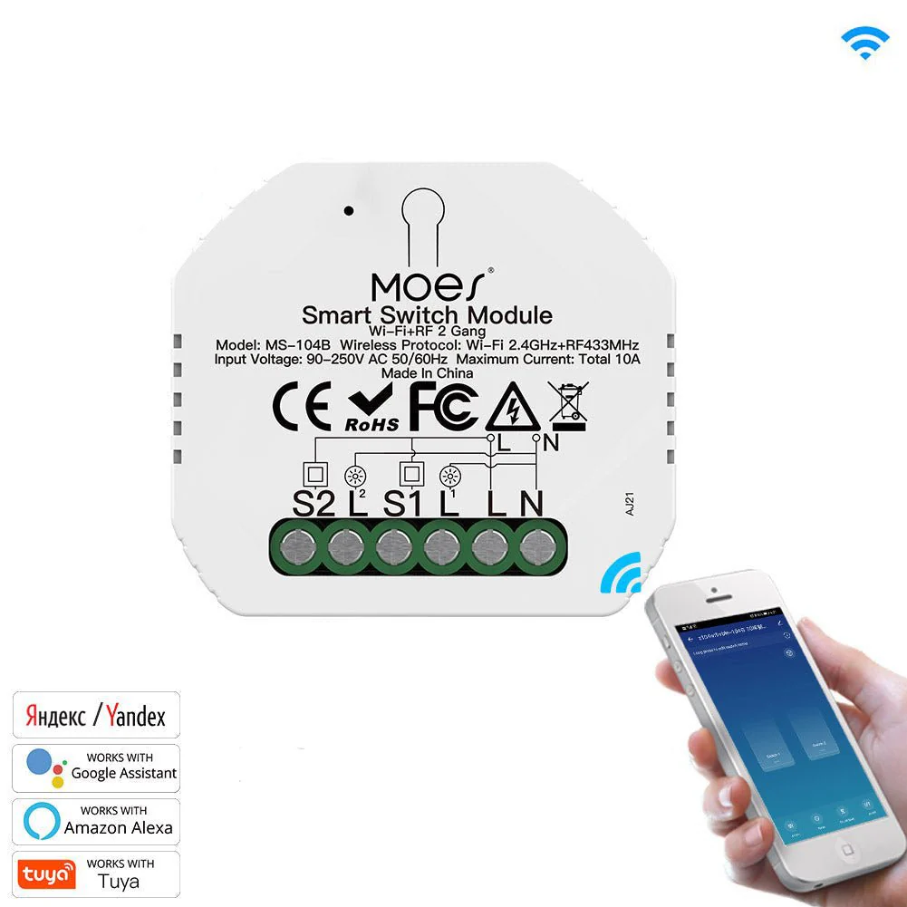 Mini DIY WiFi Relay Module, RF433 Smart Light Switch Module, 1/2 Gang Reset - Image 8