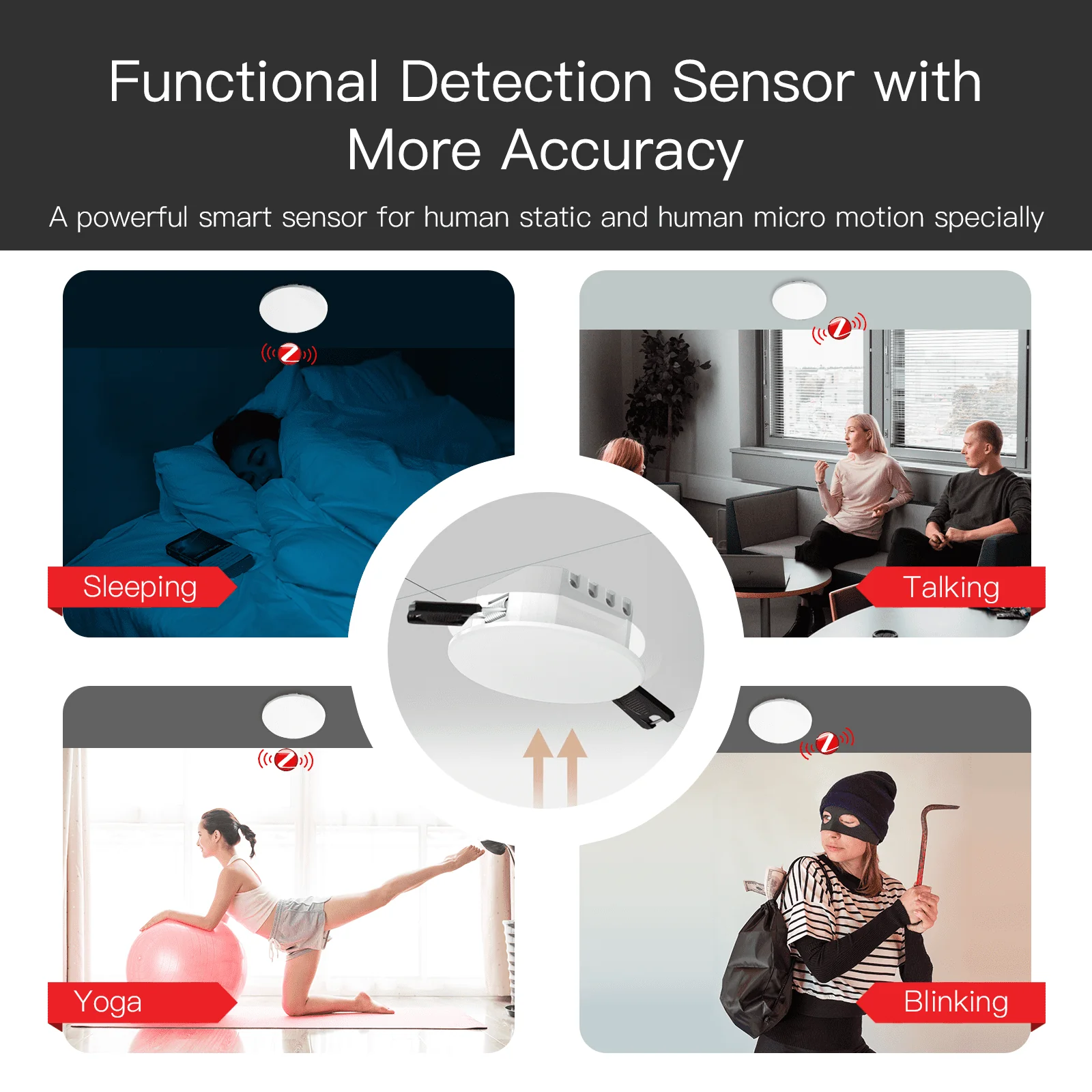 Zigbee/ Wifi Smart Human Presence Detector PIR mm Wave Radar Detection Sensor Ceiling Mount - Image 3
