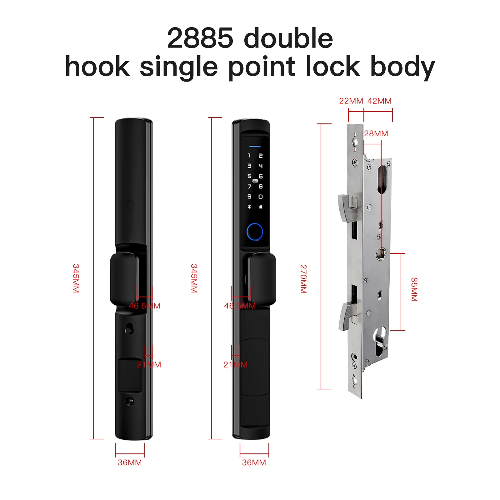 MOES WiFi Smart Narrow Side Fingerprint Coded Door Lock Remote Control Waterproof Two Handle Optional - Image 11