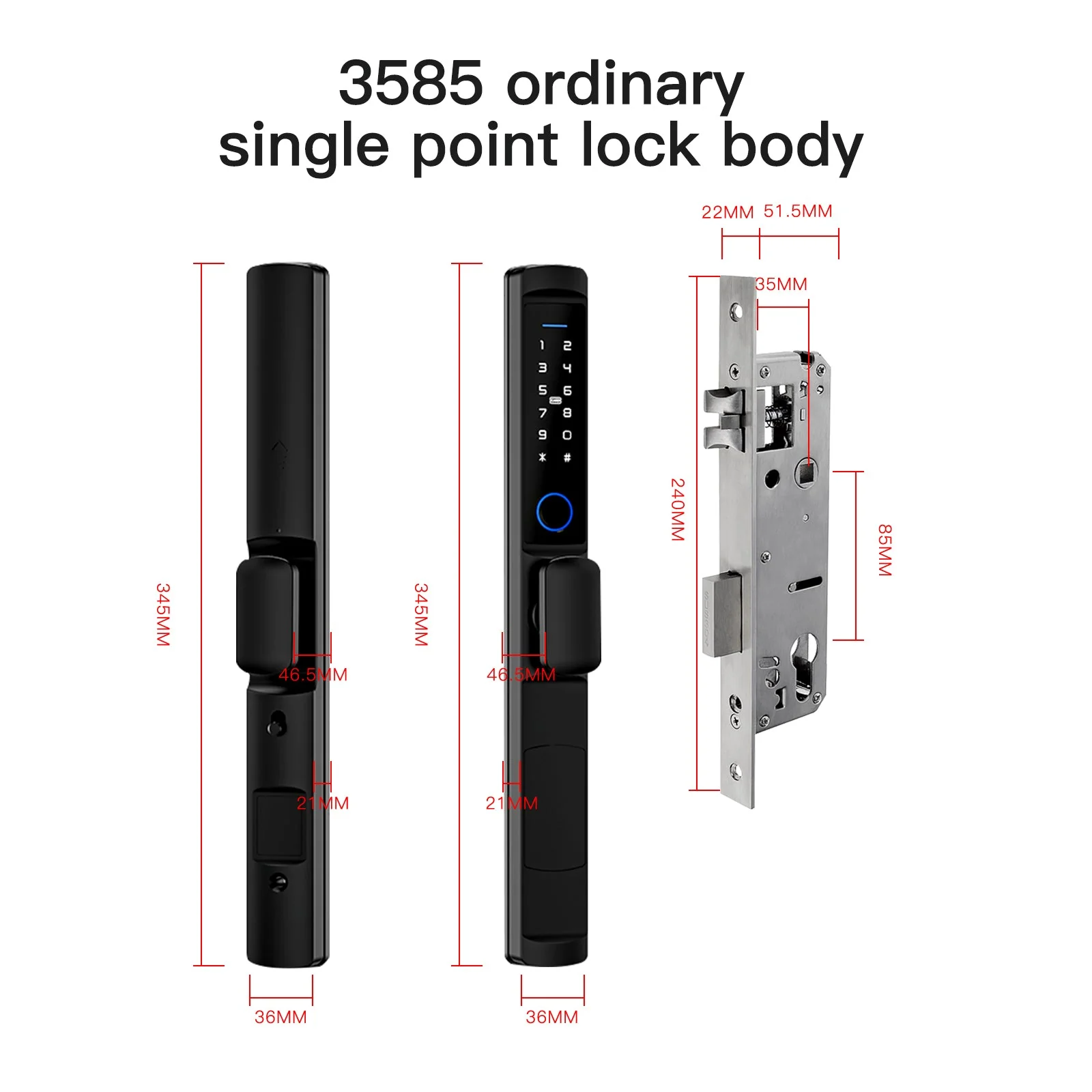 MOES WiFi Smart Narrow Side Fingerprint Coded Door Lock Remote Control Waterproof Two Handle Optional - Image 12