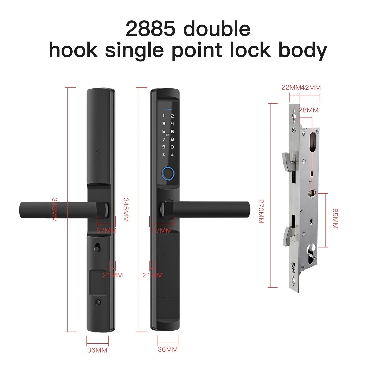 MOES WiFi Smart Narrow Side Fingerprint Coded Door Lock Remote Control Waterproof Two Handle Optional - Image 13