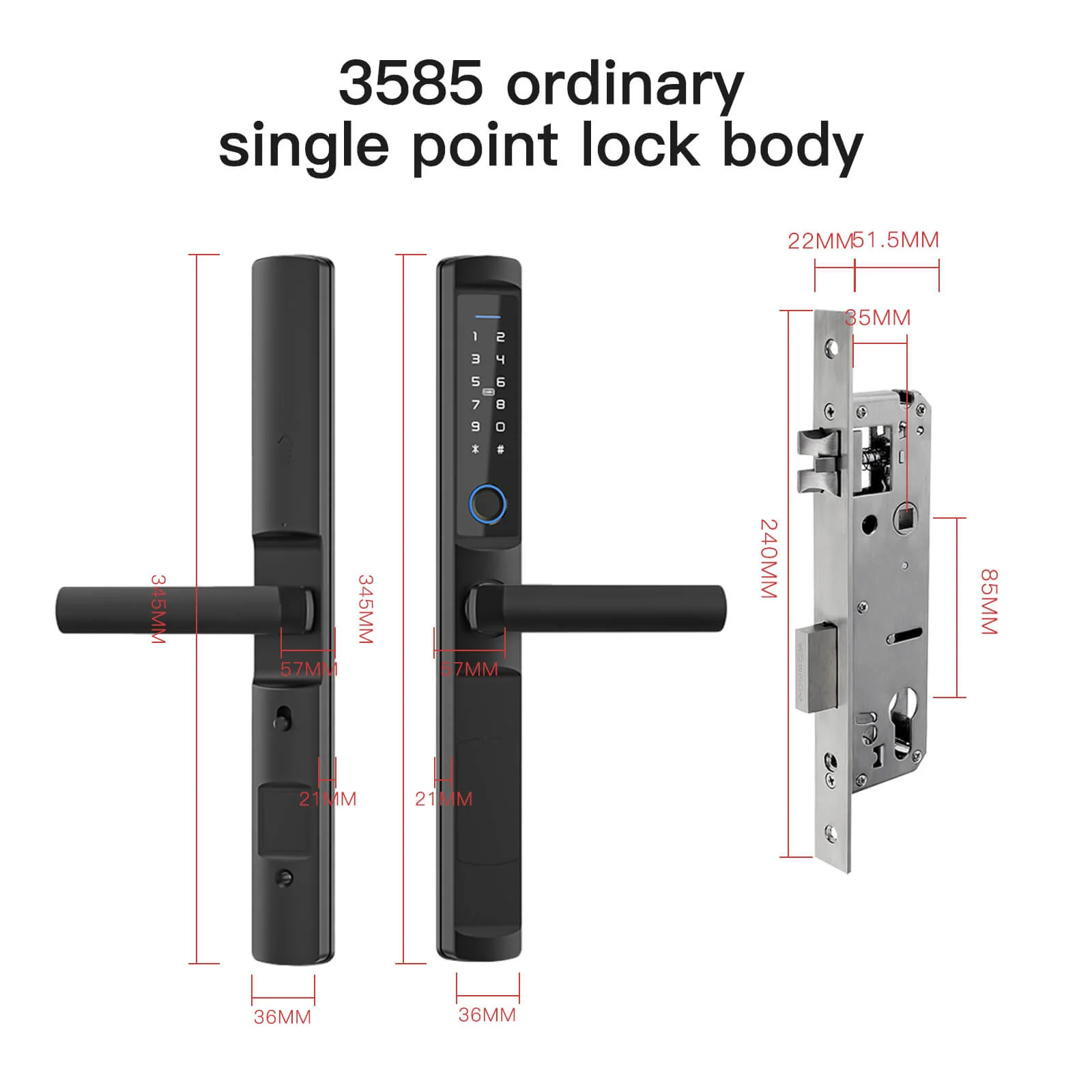 MOES WiFi Smart Narrow Side Fingerprint Coded Door Lock Remote Control Waterproof Two Handle Optional - Image 7