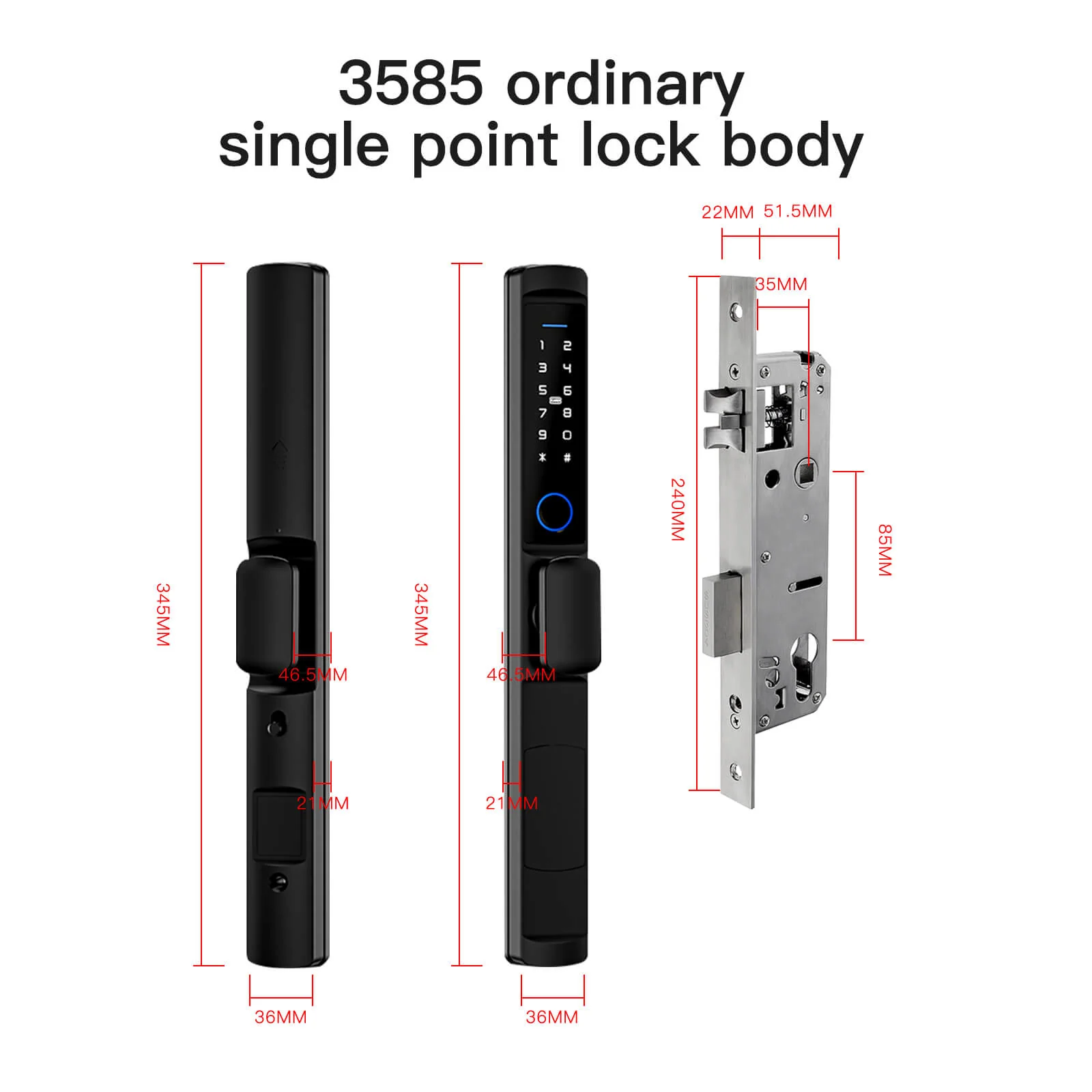 MOES WiFi Smart Narrow Side Fingerprint Coded Door Lock Remote Control Waterproof Two Handle Optional - Image 8