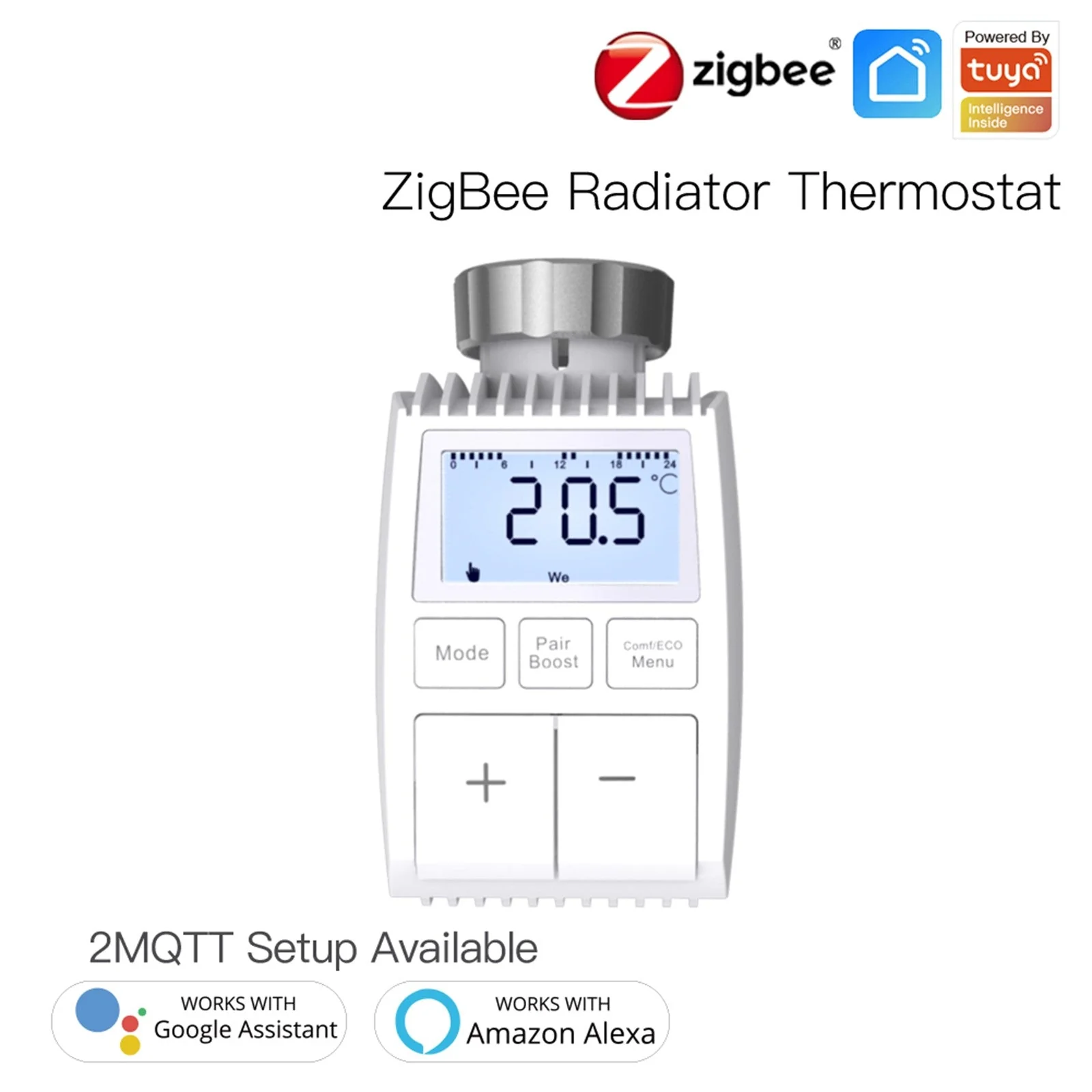Smart Programmable Radiator Actuator Valve Tuya ZigBee3.0 Round Screen Thermostat Temperature Controller - Image 3