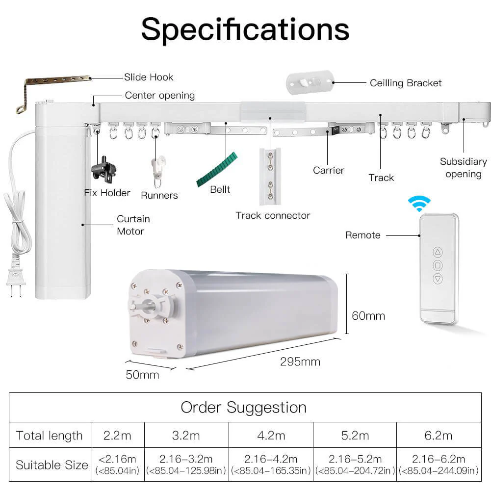 WiFi Smart Electric Motorized Splicing Curtain Tracks System,Tuya Curtain Motor with DIY Track RF Remote - Image 8