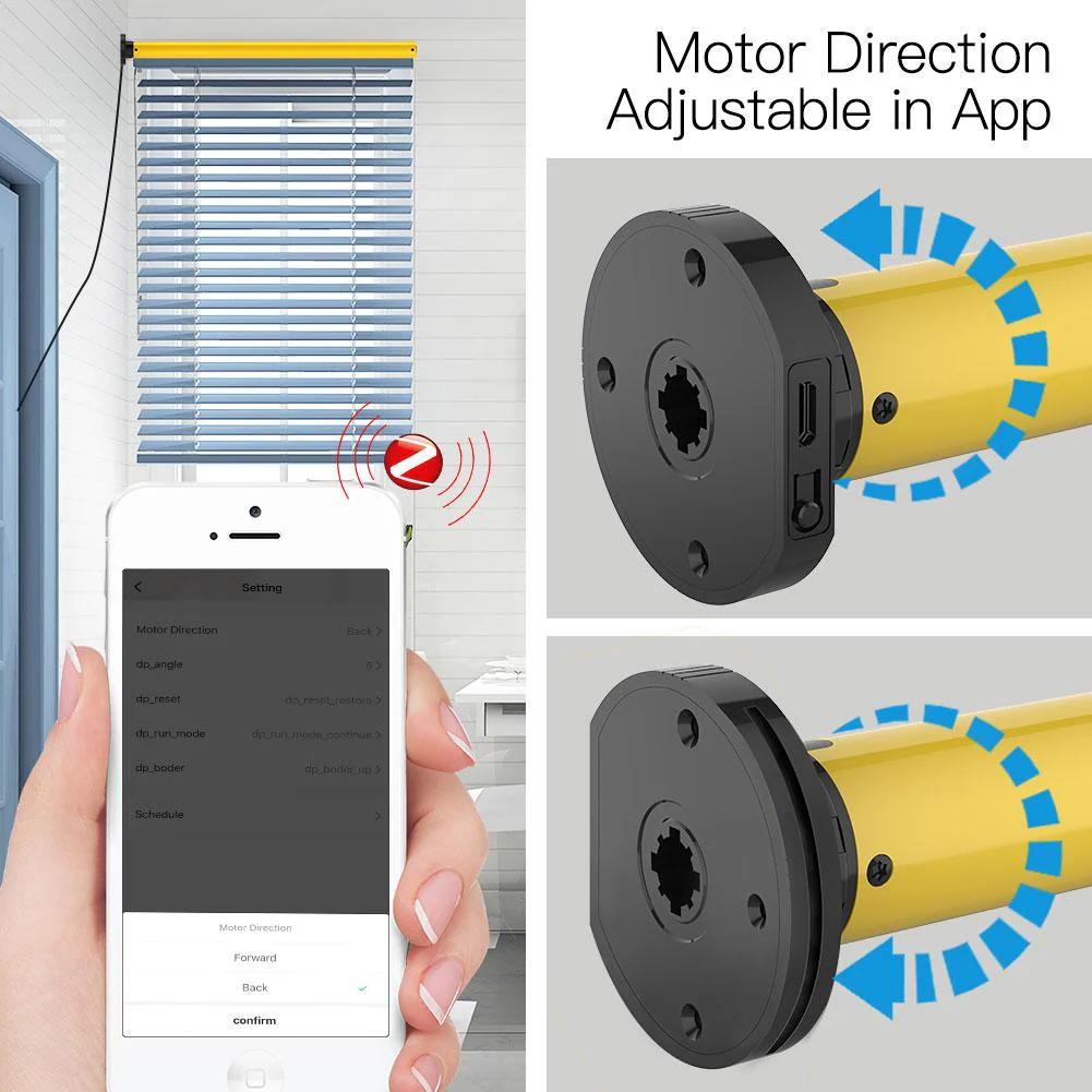 ZigBee Automatic 38mm Smart Tubular Roller Blinds Motor RF433 Remote Control - Image 5