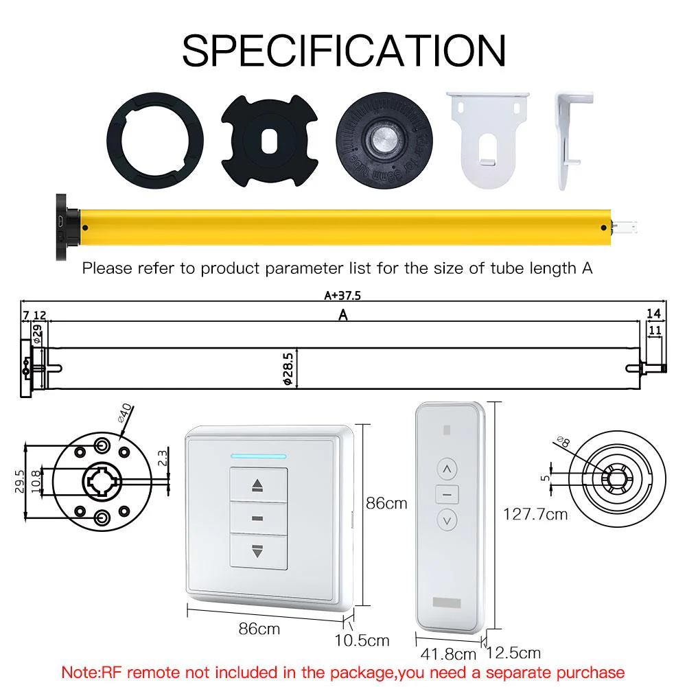 ZigBee Automatic 38mm Smart Tubular Roller Blinds Motor RF433 Remote Control - Image 7